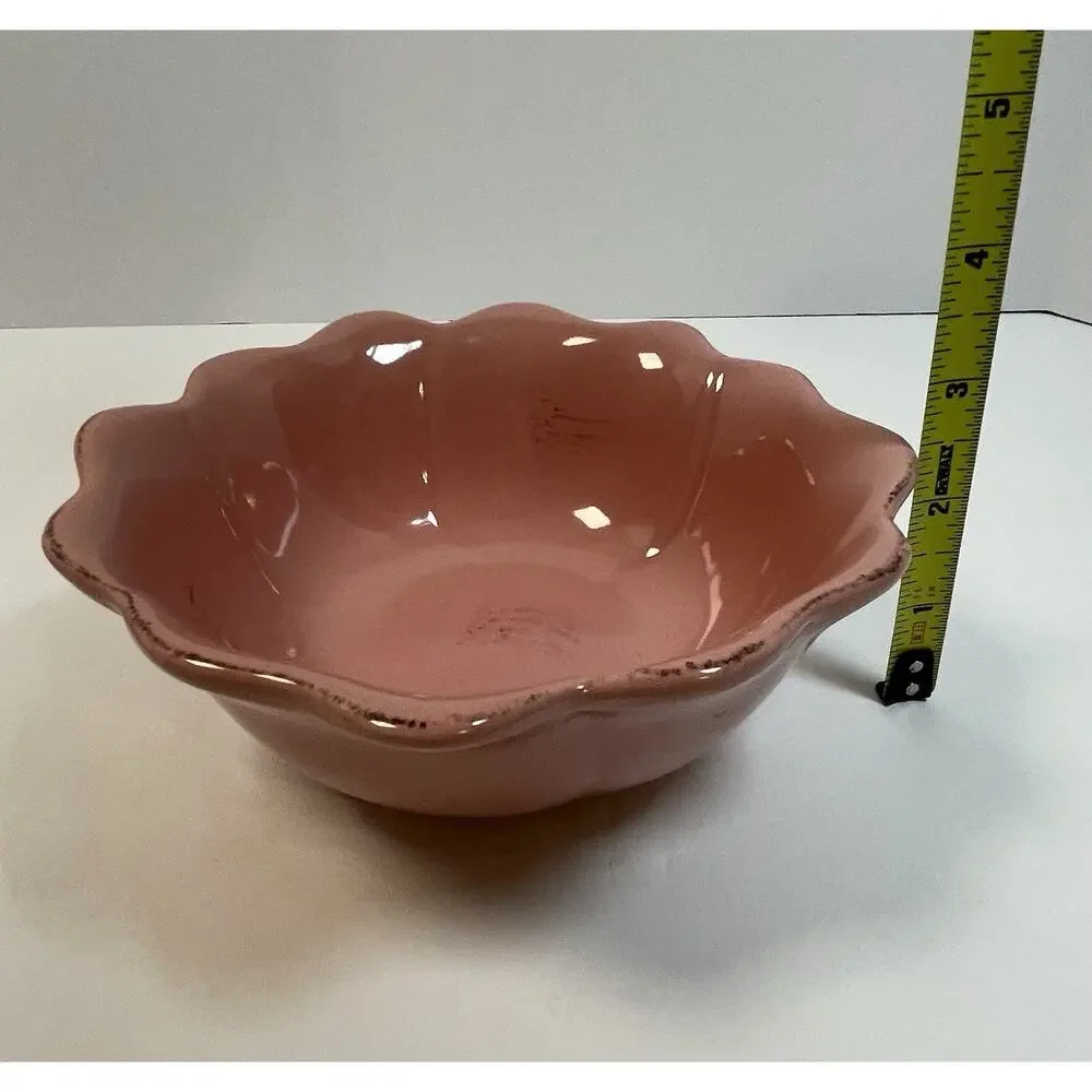 Set Of 2 Pink Vintage Victorian Rose Gibson Bowls With Ruffled Edge 7” Diameter